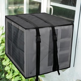 Newest Design Mesh Window Air Conditioner Cover Outdoor, Support Window AC Unit Work Use for Outside Insulation Black Dust-Proof  AC Protection Defender (Black, 27.5Wx22.5Dx18.5H) - Colour: Black, Size: 25.5Wx20.5Dx18H