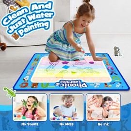Gifitizi Water Doodle Mat, Toy from 1 2 3 4 Years Children's Toy from 1 2 3 4 Years Painting Mat with Water Pen Gift Girls 2-4 Years Water Colouring Book Toy Boy 1-4 Years 78 x 58 cm