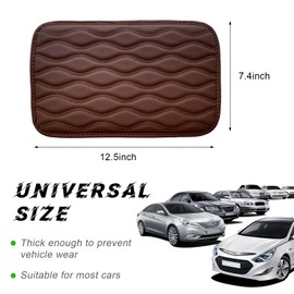 Ohleats Car Center Console Pad, Waterproof PU Leather Auto Armrest Box Cover, Comfortable Vehicle Arm Rest Protector Cushion Pad for Car SUV, Universal Car Accessories (Coffee)
