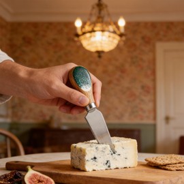 GOGOJSM Cheese Knives Set with Wooden and Resin Handle, Mini Steel Stainless Cheese Knife with Wood Set for Charcuterie and Cheese Spread, Perfect for Cheese Slicer and Butter Cutter (Green, 4pcs)