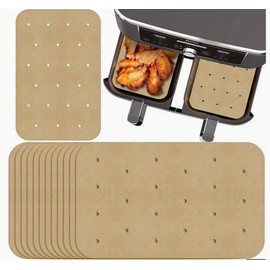 PMS 831144 Beige Air Fryer Sheets, 14 cm. x 20.5 cm. (80-Pack) -Perforated Non-Stick Liners, Plastic