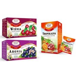 MALWA TEA VARIETY PACK CHERRY, TROPICAL FRUITS, CHOKEBERRY 3PACK (1.4oz) MIX HERBAT WISNIA TROPIKALNA ARONIA