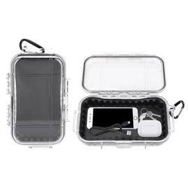 Yulatik Waterproof Dry Box Protective Case, IP67 Water Resistant Portable Micro Case Watertight Storage Box for Phones, Knives, Wallets, Watches (Transparent, Large)