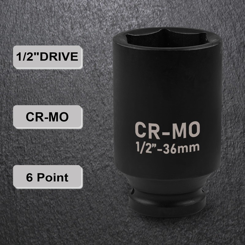 EGOFIX 1/2" Drive Deep Impact Socket, 32mm Metric Socket, Axle