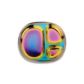 Ahimsa Stainless Steel Kids Plates | Pediatrician Designed, Balanced Bites Divided Plates for Kids & Toddlers | Lunch Plates | 100% BPA Free & Dishwasher Safe | Pack of 1 (Iridescent Blue)