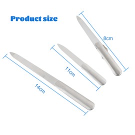 Culinavog Set of 3 Stainless Steel Nail File, Professional Double-Sided Nail Arts, Unisex, Curved Nail File Set with Cleaning Tip, for Manicure and Pedicure, Silver