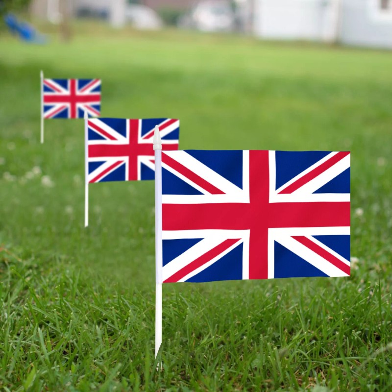 Anley 12 Pack British Union Jack UK Mini Handheld Flag