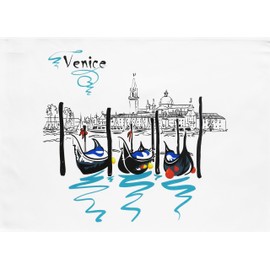 Half a Donkey The Gondolas of Venice - Large Cotton Tea Towel