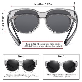 HAOLOTA Fit Over Glasses Sunglasses for Women Polarized, Trendy Cat Eye Sunglasses Wear Over Glasses, UV Protection