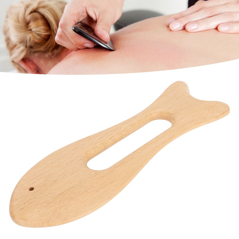 2Pcs Wooden Gua Sha Board Fish Shape Polished Beech Sturdy