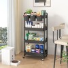 JIUYOTREE 4-Tier Rolling Storage Cart Utility Cart with Extra Hanging