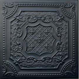 A la Maison Ceilings R126 Bijou and Bee Bee Pre-Painted Foam Glue-up Ceiling Tile (21.6 sq. ft./Case), Pack of 8, Black Matte