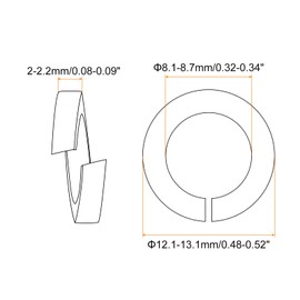 QUARKZMAN Pack of 10 spring washers, M8 gap locking rings, assortment copper spring rings for screws, bolts, nuts