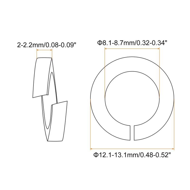 QUARKZMAN Pack of 10 spring washers, M8 gap locking rings,