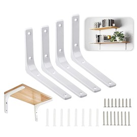 4 Pcs Shelf Bracket Corner Brace Angle Bracket Shelf Support Wall Hanging 250mm*200mm,Metal L Bracket for Shelves, Wall Mounted Shelf Supports Brace Heavy Duty for Living Room Kitchen Office