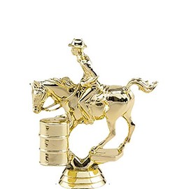 Crown Awards Rodeo Trophy, 5.5" Gold Barrel Race Custom Trophy with Engraving On Contemporary Base