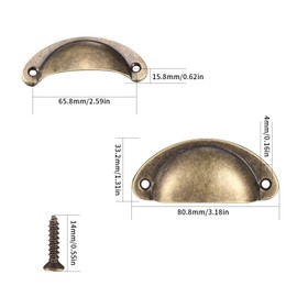 LJHOME 24 Pcs Shell Cup Handles, Semi Circle Drawer Pull Handle, Metal Kitchen Cupboard Cabinet Dresser Door Handles Knobs, Retro Furniture Knobs