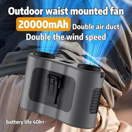 IXI MEGA Waist mounted air conditioning fan - a cooling device designed specifically for outdoor workers, equipped with a 20000mAh battery, providing 40 hours of long-lasting battery life (orange)