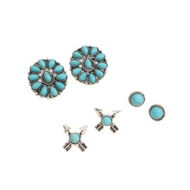 Turquoise Stud Earrings for Women Round Flower Small Geometric Oval Earrings Turquoise Jewelry Gemstone Cut Turquoise Studs Green