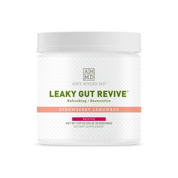 Dr. Amy Myers Leaky Gut Revive Powder for Leaky Gut Repair – L-Glutamine Powder To Support Constipation, IBS, Diarrhea, Bloating, Gas, SIBO – Plant Based Supplement For Gut Health, Strawberry Lemonade