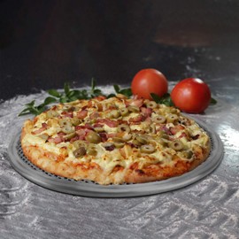 Luxshiny Stainless Steel Pizza Pan - 13-inch Aluminum Pizza Screen with Wire Mesh for Oven & BBQ