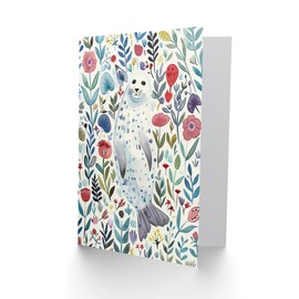 Artery8 Greeting Card Cute Seal Swimming in Wildflowers Bright Floral Blank For Him Or Her Art Birthday Card
