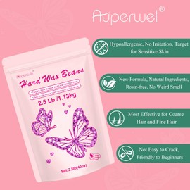 Wax Beads for Hair Removal - 2.5lb/40oz Hard Wax Beads for Sensitive Skin with 20 Sticks, Waxing Beans for Brazilian, Bikini, Underarms,Face,Body, Large Bulk Refill Waxing Beads for Wax Kit (Violet)