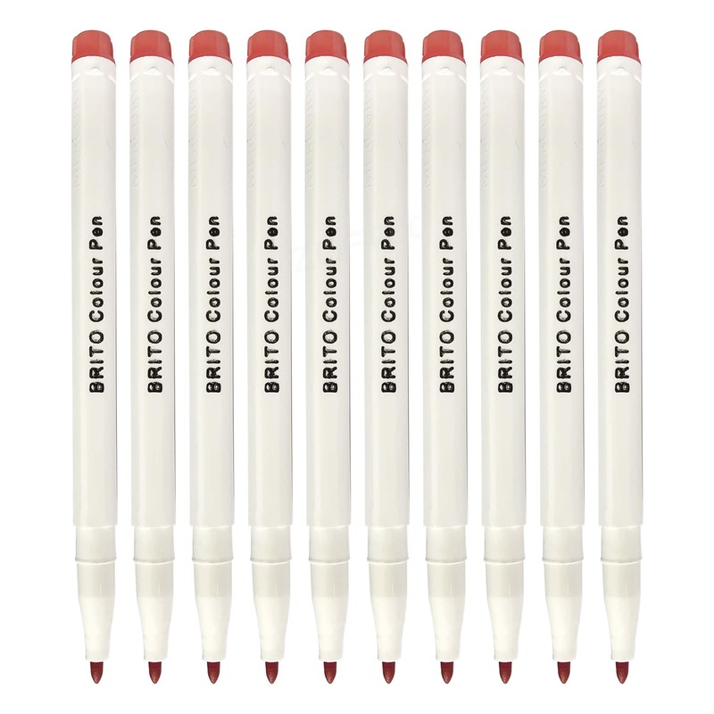 MERCURY Brito Felt Tip Colouring Pens, RED, Pack of 10,