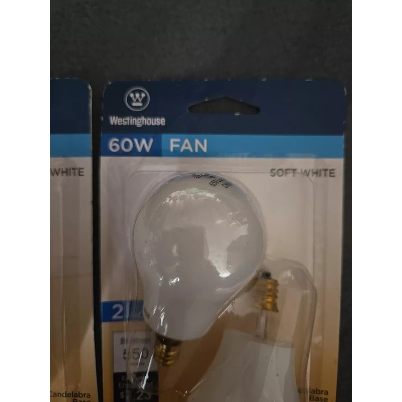 Westinghouse 60w FAN candelabra E12 Soft White 550 Lumens 4-BULBS