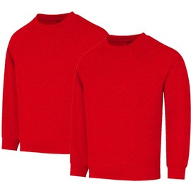 Fleece Sweatshirt Unisex Sweater Jumper Full Sleeve Kids Boys Girls Children Top Crew Neck Outdoor Activewear (UK, Age, 3 Years, 4 Years, Regular, Red Pack 2)