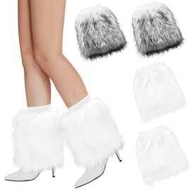 XEPST Faux Fur Fuzzy Leg Warmers Furry Boot Covers for Women, 2 Pieces Warm Fuzzy Boot Cuff Boot Sleeves Leg Warmers for Party Costumes