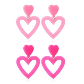 Valentines Day Earrings Gifts for Her Valentines Day Earrings for Women Valentines Day Outfit Shirts Hot Pink Heart Earrings Heart Hoop Earrings Valentines Day Jewelry Gifts