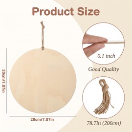 RAHHLIZS 5PCS Unfinished Wooden Discs for Crafts, 8In Round Wooden Slices