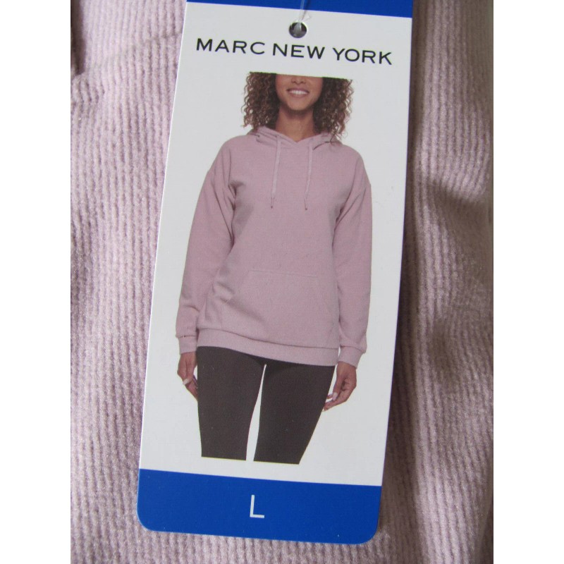 Andrew Marc New York Ribbed Soft Cozy Hoodie Pullover-Mauve