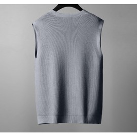 Dierouya Men's Sweater Vest V-Neck Sleeveless Cardigan Loose Button up Knitted Fall Winter Heavy Knitwear with Pockets S~5XL Gray