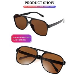 FEISEDY Vintage Retro 70s Plastic Aviator Sunglasses Women Men Classic Large Squared Frame B2751