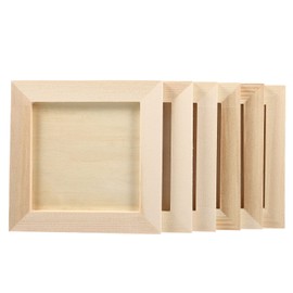NUOBESTY 4-Piece Picture Frame Set 12 x 12 cm Wooden Picture Frame Display Pictures Children DIY Clay Photo Holder Decorative for Children Adults Wall Decoration Khaki