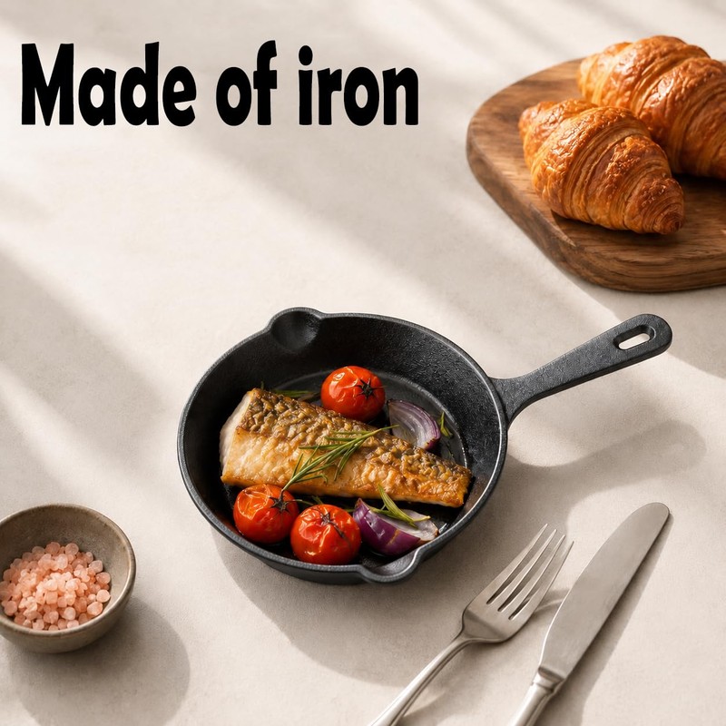 Cptoion 4 Pack Cast Iron Skillet, Small