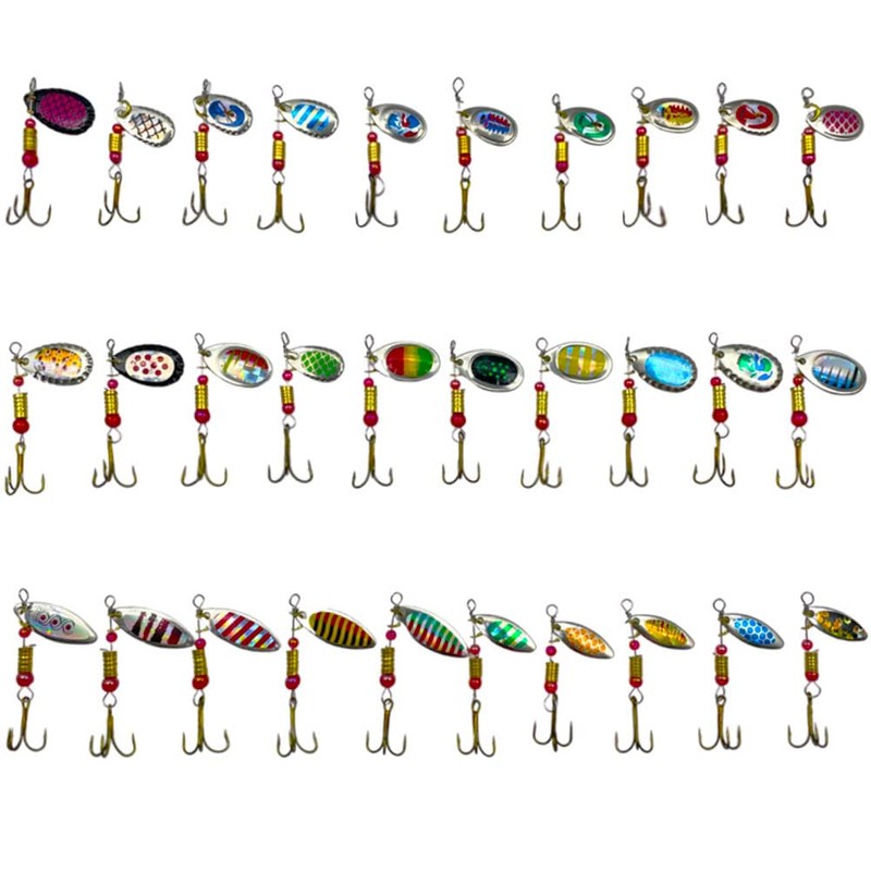 FedMois 30 pcs Fishing Spinner Baits Set with Box Spinners
