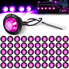 50 Pcs Trailer Side Marker Lights 3/4 Round Led Light 12v Front Rear Side Marker Indicators Light Waterproof Trailer Lights for Truck Car Bus ATV Utv Rv Van Pickup Stop Lamp, Purple