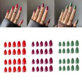 ViKiUiKi 3 Packs (72 Pcs) Press On Nails with Nail Glue for Nail Extension DIY Acrylic French False Nail Kits for Women (Medium-C)