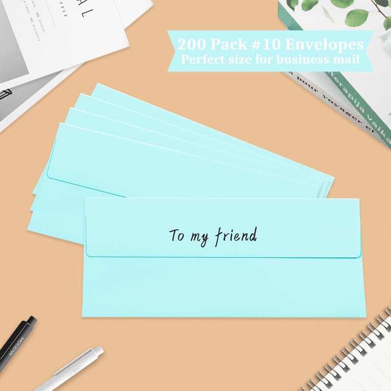 200 Pcs #10 Business Envelopes, Self Seal Standard Envelopes, Windowless