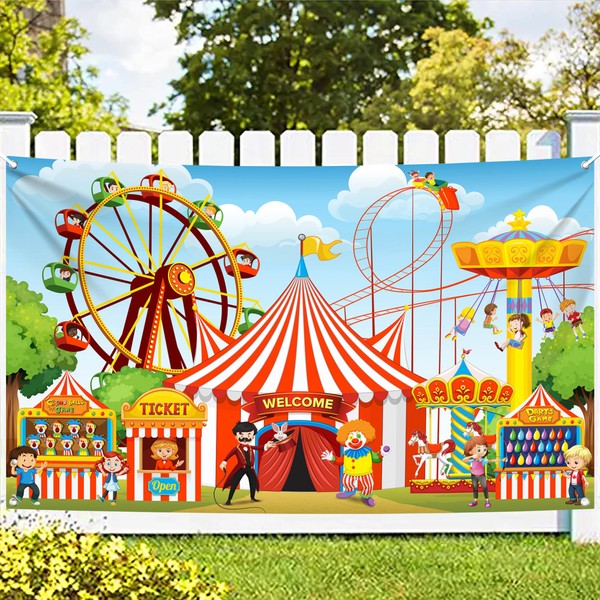 KatchOn, Carnival Backdrop for Carnival Decorations - XtraLarge, 72x44 Inch | Carnival Theme Party Decorations | Carnival Banner, Circus Theme Party Decorations, Circus Decorations | Circus Banner