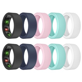 MAKCPOIMER 10 Pack Ring Cover for Oura Ring Gen 4/3, Silicone Protector for ULTRAHUMAN Ring AIR Working Out Accessories Men Women (2 Black/2 White/2 Nightblue/2 Pink/2 Teal, L (12/13/14/15))