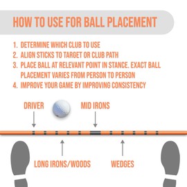 Elevate & Co. Golf Alignment Sticks – 36” Training Aid with Ball Placement Lines, 3 in 1 Trainer | Improve Posture & Perfect Swing Accuracy