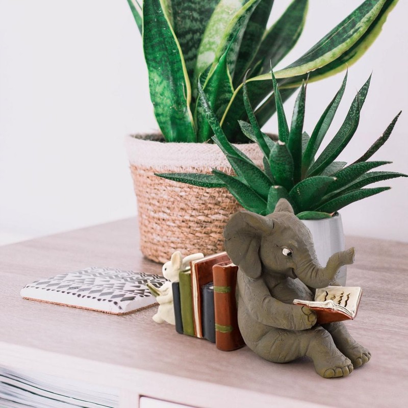Elephant and Rabbit Statue Bookend Figurines Ornaments Resin Animal Figurines
