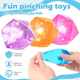 Set of 4 Squeeze Balls, Sensory Squeeze Ball, Anti-Stress Ball Children, Anti-Stress Ball Children and Adults, Diamonds Squeeze Squishy Anti-Stress Balls, Transparent Stress Ball