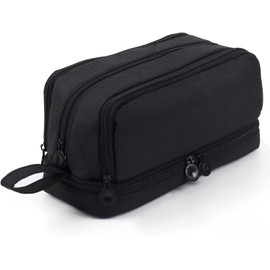 Estuche para lápices de gran capacidad con 4 compartimentos, estuche para lápices con múltiples ranuras, organizador de papelería para el trabajo de oficina escolar (Negro)
