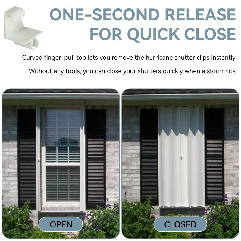 HV Shutter Holdback Clips, Heavy Duty Hurricane Storm Accordion Shutters