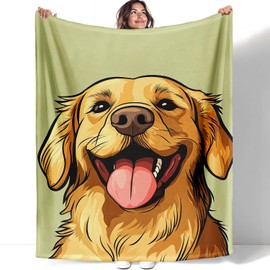 YISUMEI Golden Retriever Green Blanket Dog-Lover Gifts for Adults & Kids – Ultra-Soft Plush Throw Blanket for Bed, Couch, Camping - 60"x80"